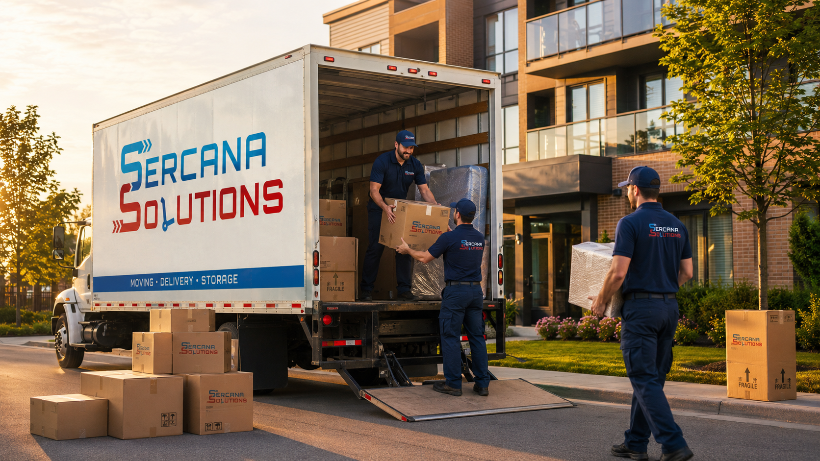 Equipo de Sercana Solutions realizando una mudanza